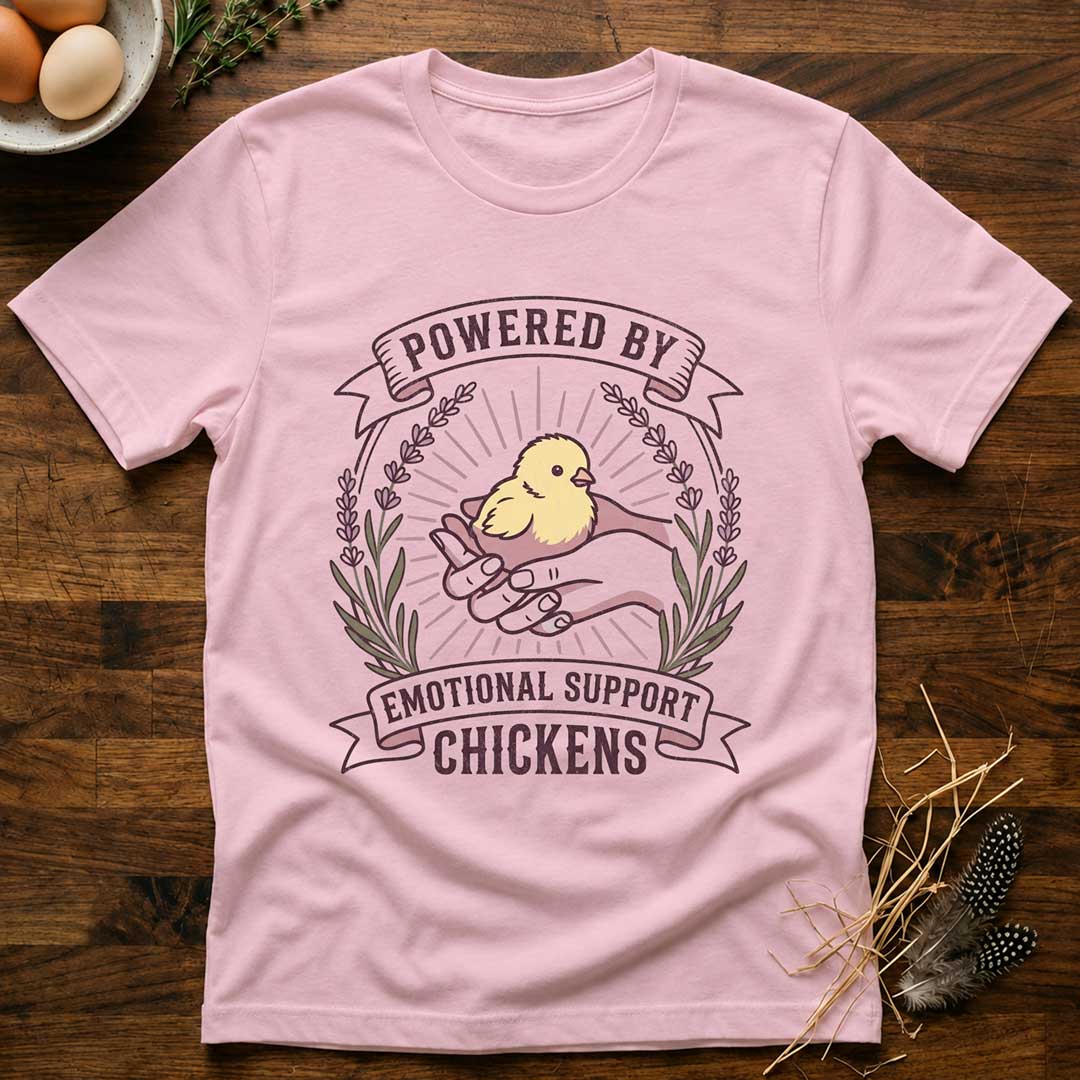 Powered by Emotional Support Chickens T-Shirt
