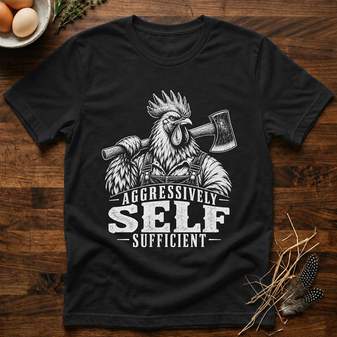 Aggressively Self Sufficient Rooster T-Shirt