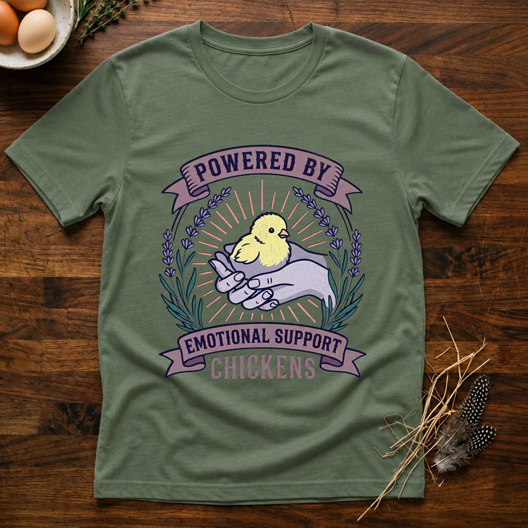 Powered by Emotional Support Chickens T-Shirt